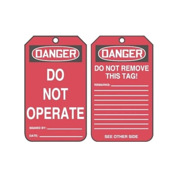Accuform Safety Tags, DANGER DO NOT OPERATE, 5.75in x 3.25in, PF-Cardstock, 25PK MDT250CTP - main